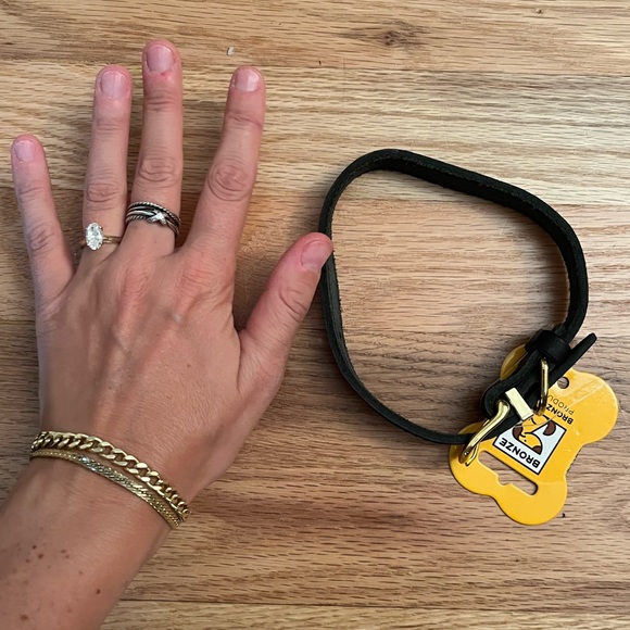 nwt bronze dog collar leather gold - Picture 2 of 6